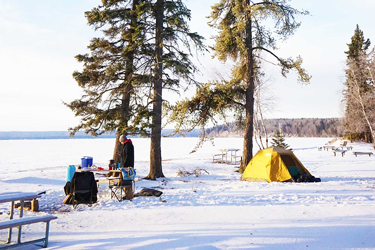 Winter Camping Birch Bay, Prince Albert National Park