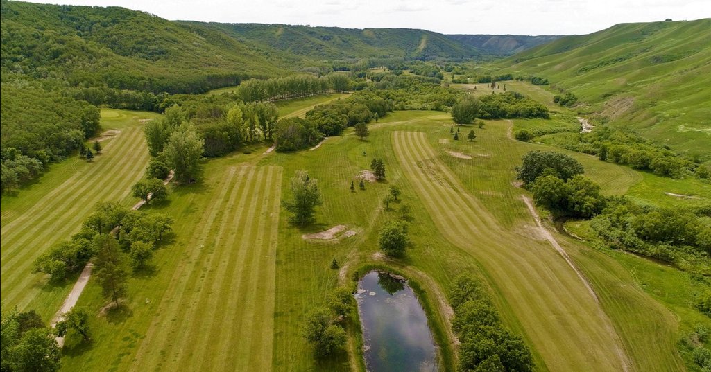 Aerial view of Last Oak Golf course fairways