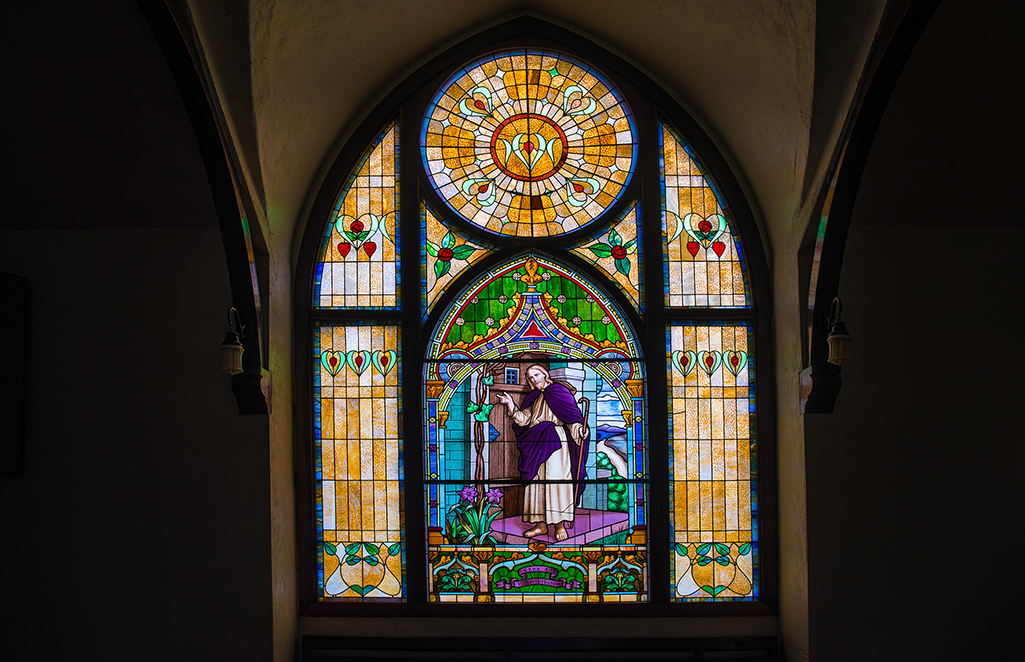 Stained glass inside a church