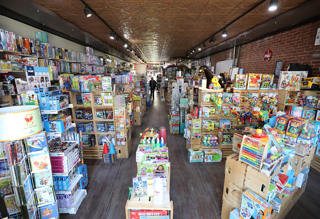 inside Cowtown Toys and Candy store filled with thousands of games and toys