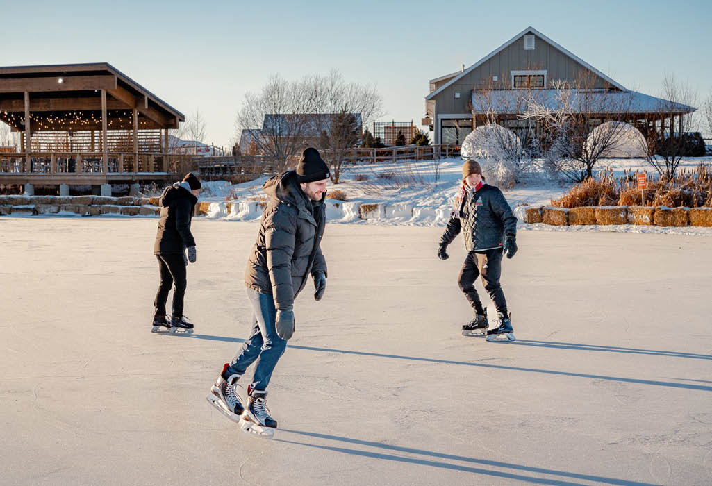 picture of people ice skating outside at Crossmount Cider Company pond