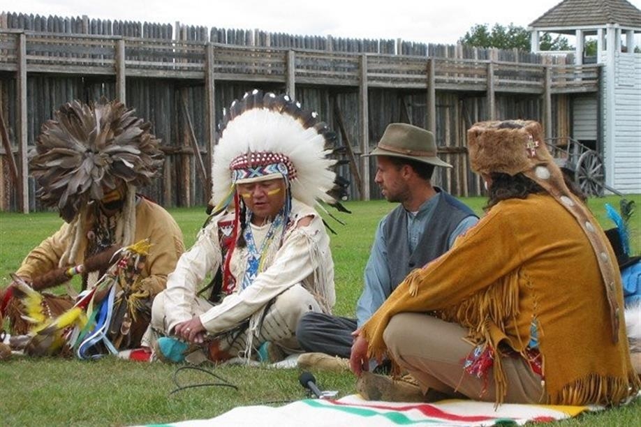 Trails of 1885 - Re-enactment of trading at Fort Carlton Provincial Park (SK).
