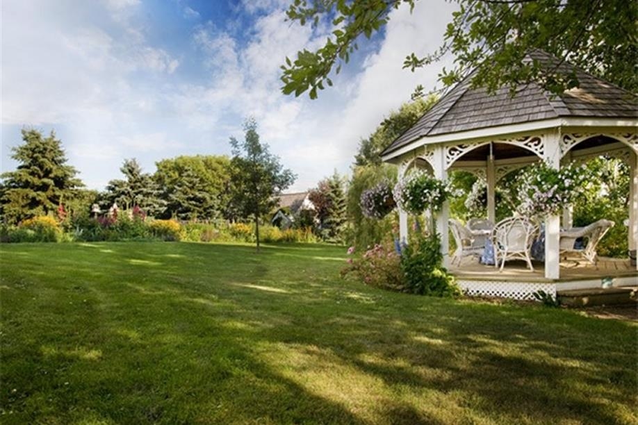 Perennial flower gardens, overlooking a gazebo, Rabbit Hill Bed and Breakfast.