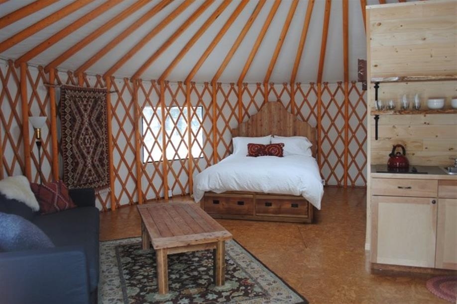 Flora Bora Forest Lodging - Interior of the Yeti yurt