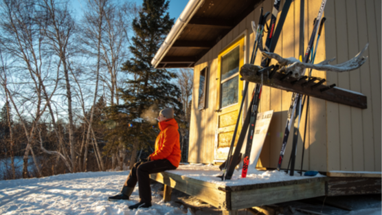 Outdoor cabin in winter