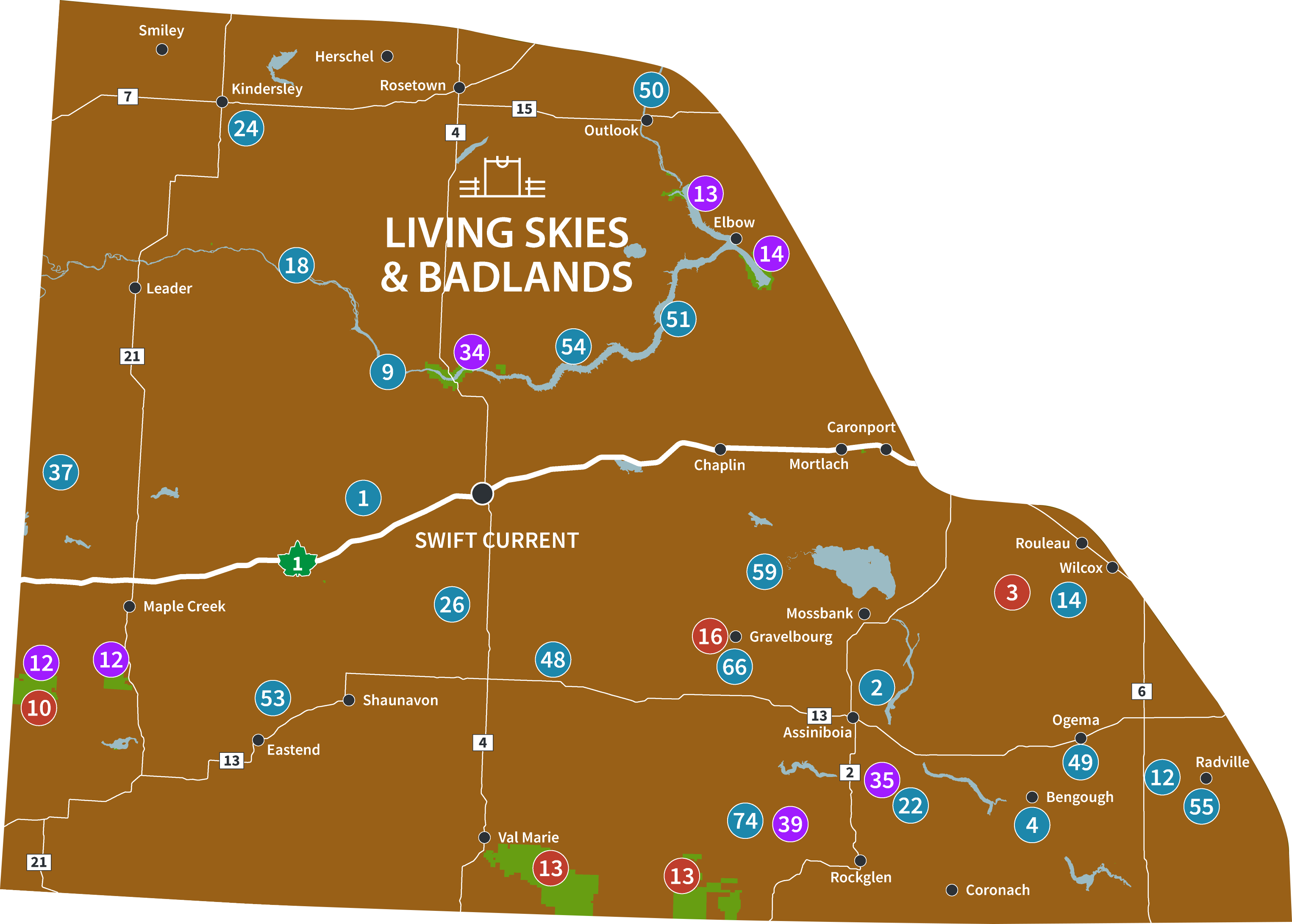 Living skies and Badlands zone map