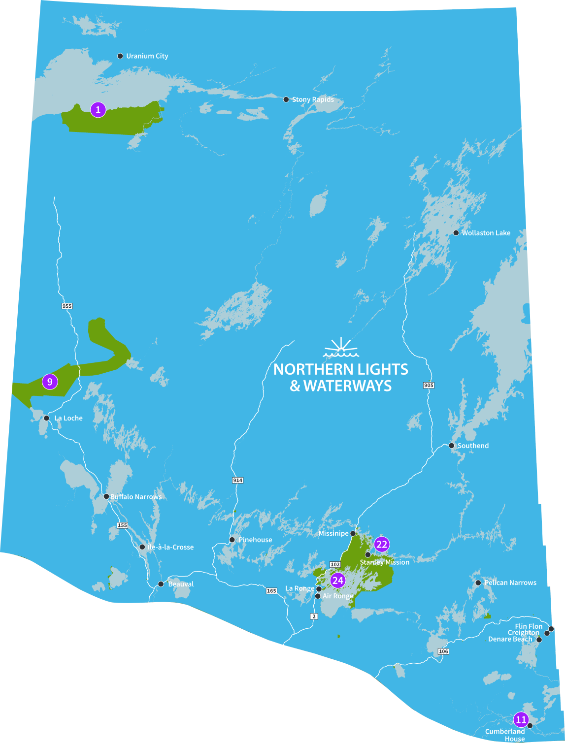 Northen Lights and Waterways  zone map